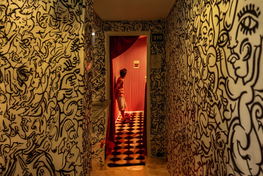 Artistic Hallway Red Room by Corinne Spector — canvas wall art