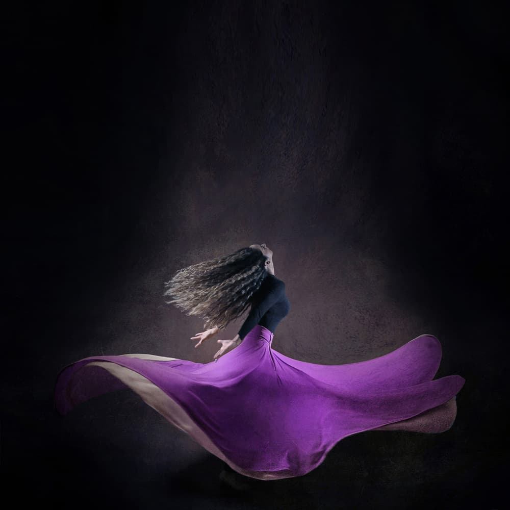 Dancing Woman Purple Skirt by Moein Hasheminasab — canvas wall art