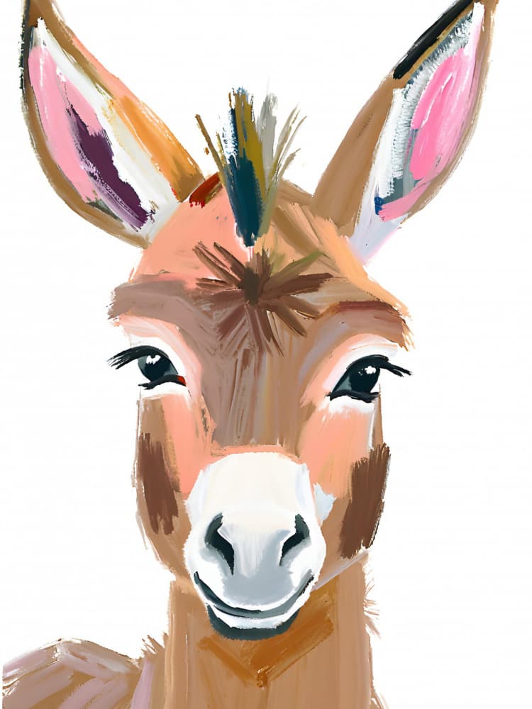 Cute Donkey Face by Ohkimiko — canvas wall art