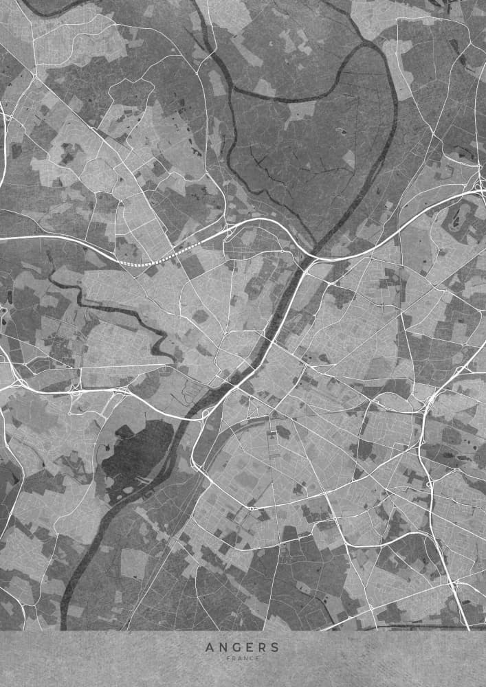 Modern Angers Map by Rosana Laiz Blursbyai — canvas wall art