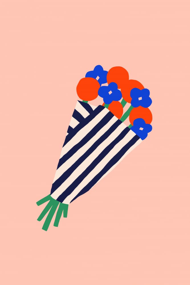 Cheerful Striped Bouquet by Maren Gross — canvas wall art