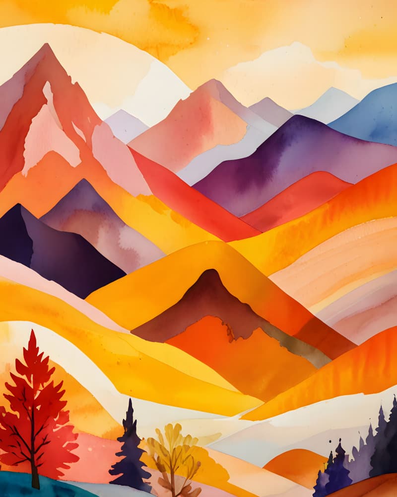Vibrant Autumn Mountains by Kintsugi99 — canvas wall art