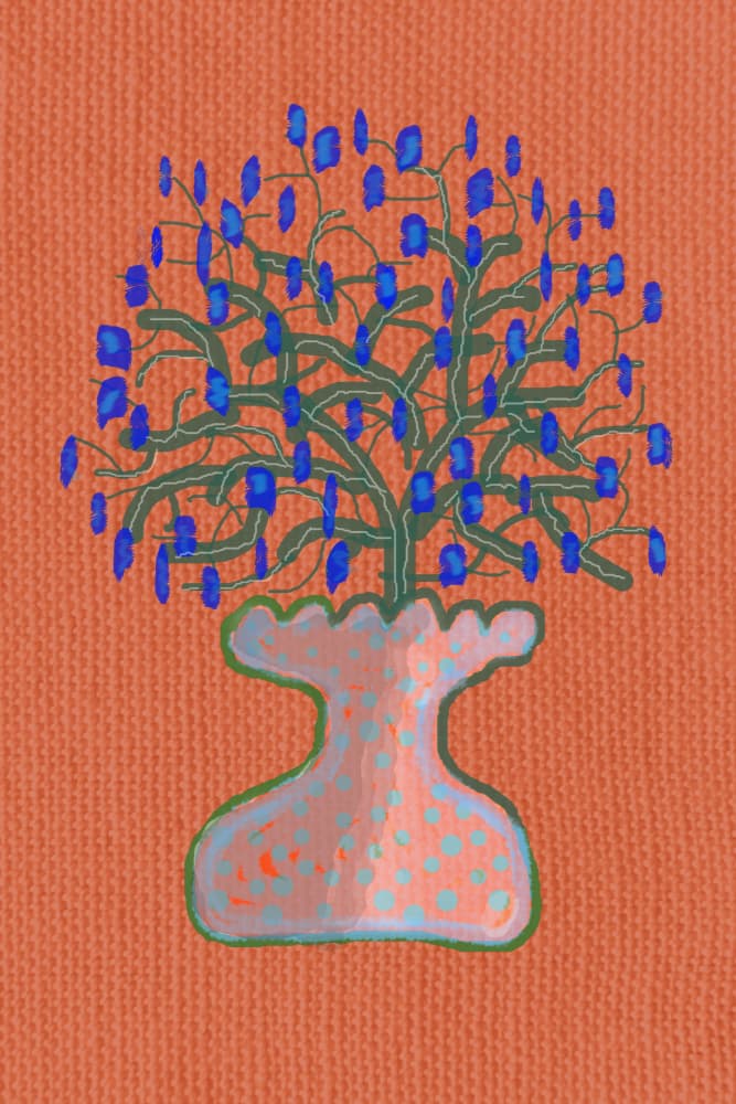Whimsical Blue Potted Tree by Christina Sillen — canvas wall art