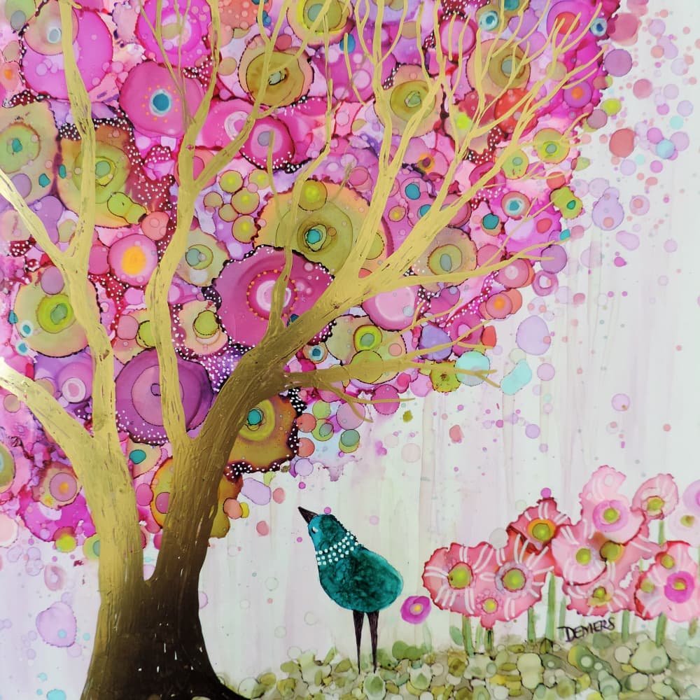 Whimsical Golden Tree Bird by Sylvie Demers — canvas wall art