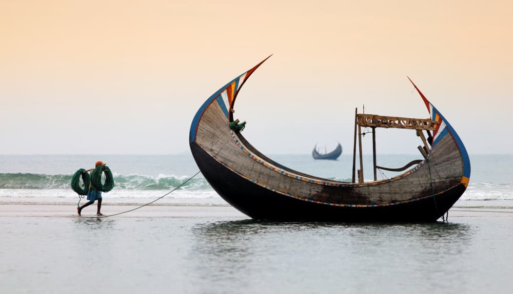 Serene Beach Boat by Garik — canvas wall art
