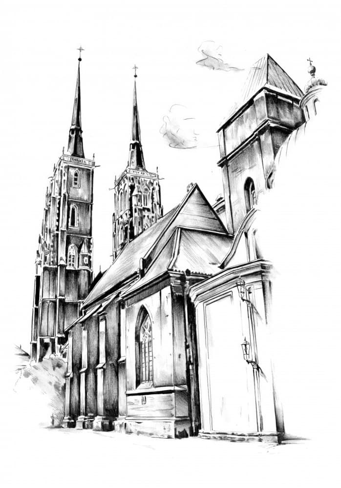 Gothic Cathedral Sketch by Kulik — canvas wall art