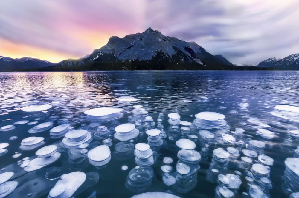 Frozen Lake Methane Bubbles by Jenny Qiu — canvas wall art