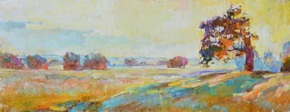 Golden Field Tree by Andrii Kutsachenko — canvas wall art