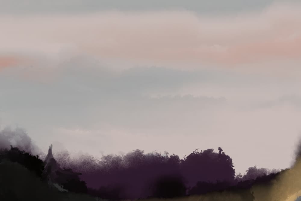 Misty Purple Mountains by Josie George — canvas wall art