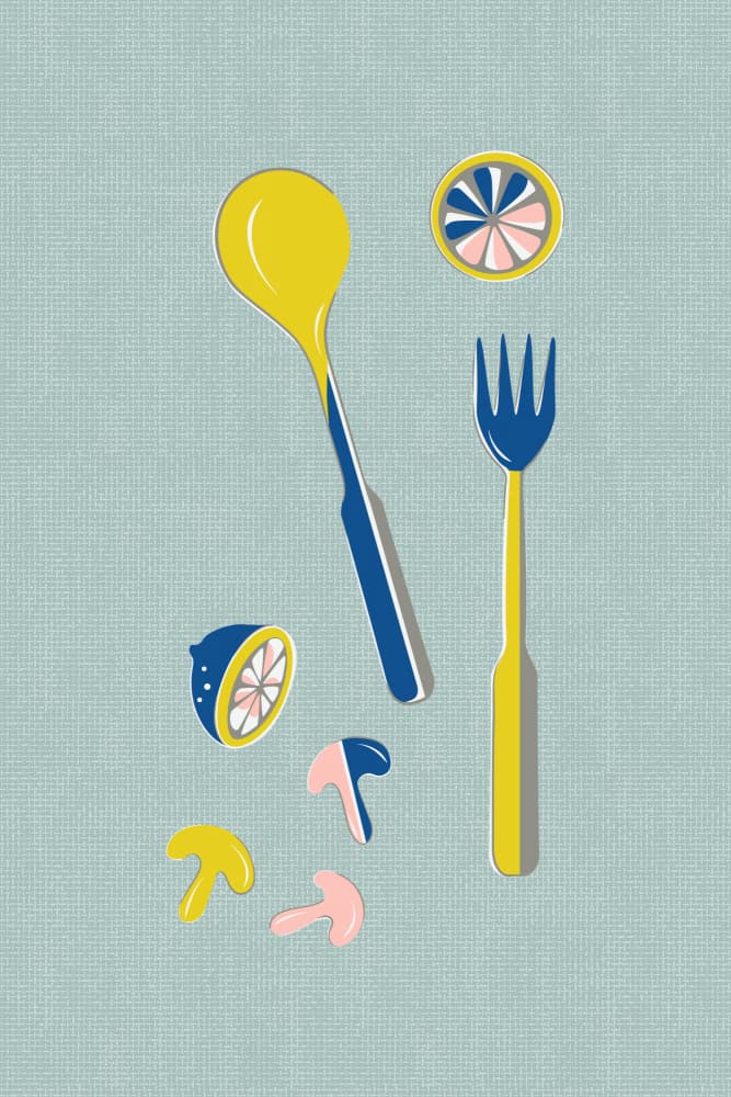 Modern Lemon Utensils by Alexandra Weise — canvas wall art