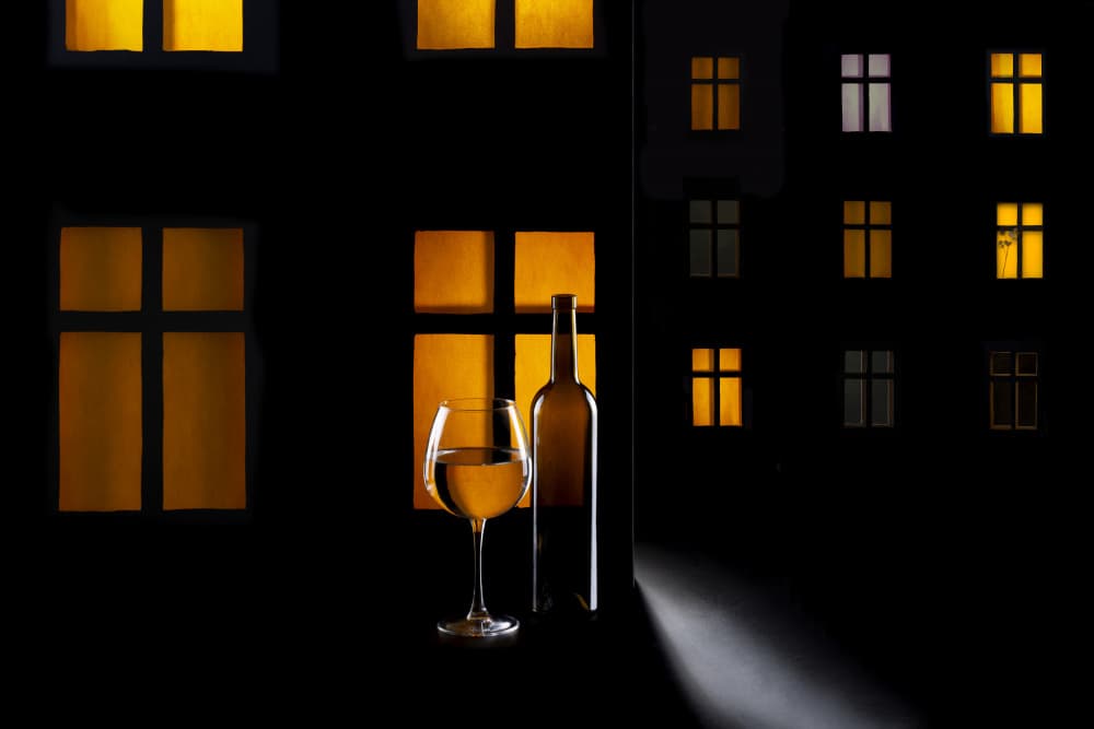 Wine and City Glow by Brig Barkow — canvas wall art