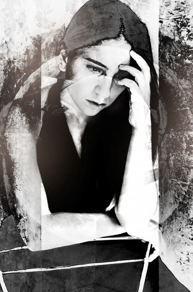 Pensive Black White Portrait by Desislava Ignatova — canvas wall art