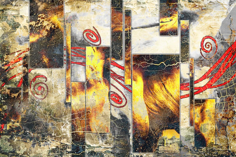 Fiery Grunge Abstract by Rafal Kulik — canvas wall art