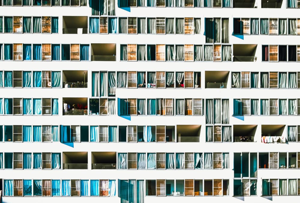 Geometric Blue Windows by Tomoshi Hara — canvas wall art