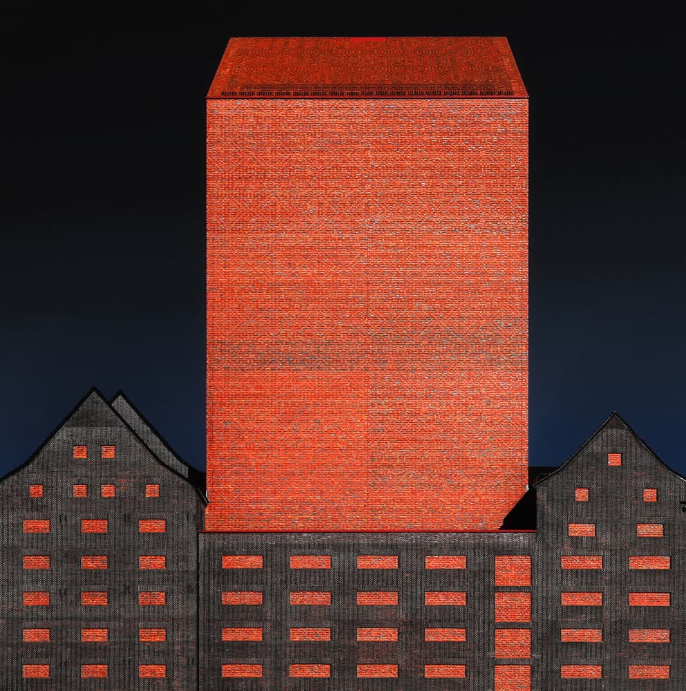 Bold Red Architecture by Hans-Wolfgang Hawerkamp — canvas wall art