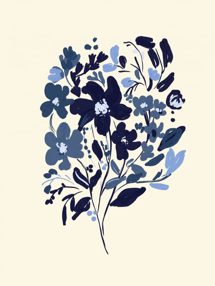 Indigo Floral Bouquet by Josie George — canvas wall art