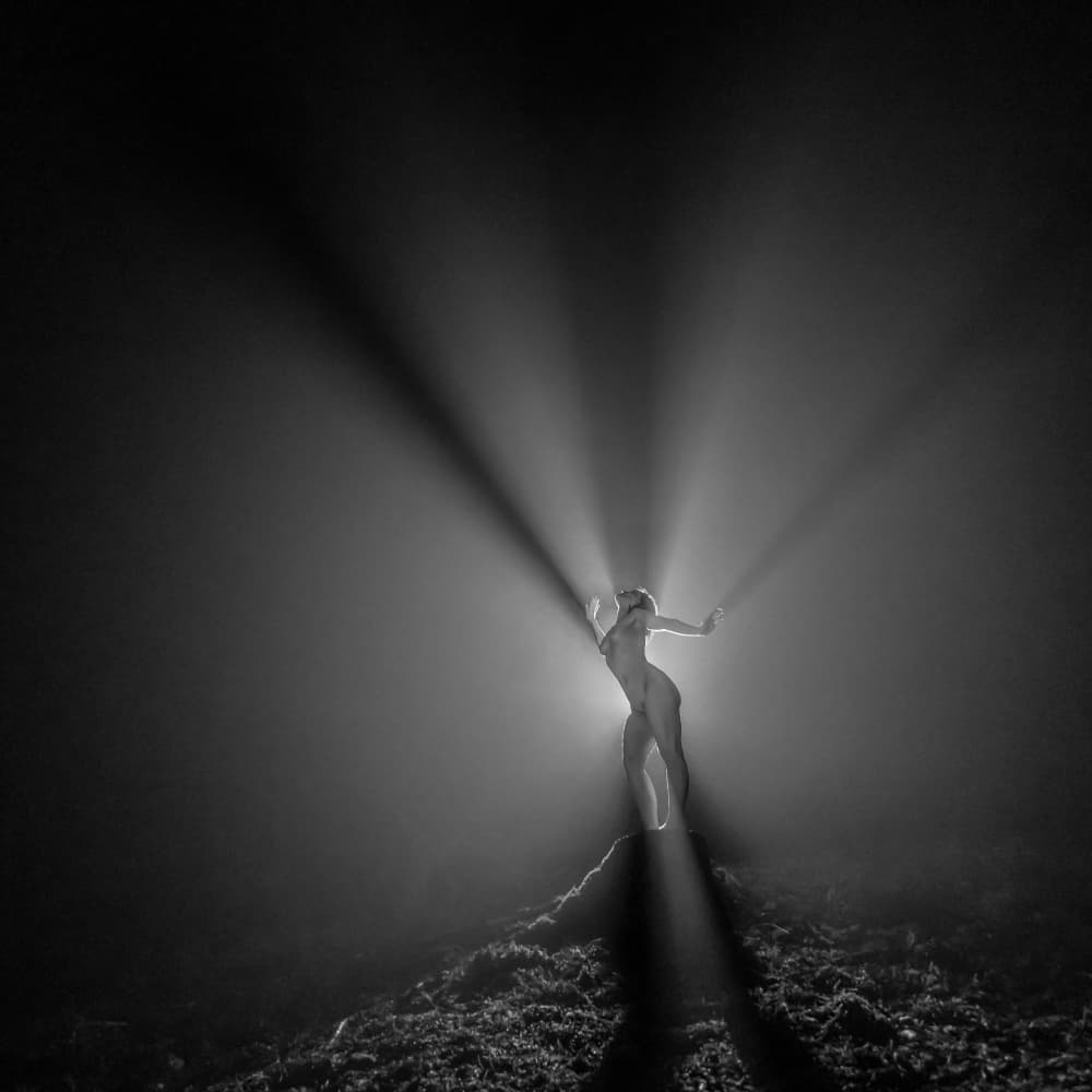 Nude Woman Light Rays by Leszek Paradowski — canvas wall art