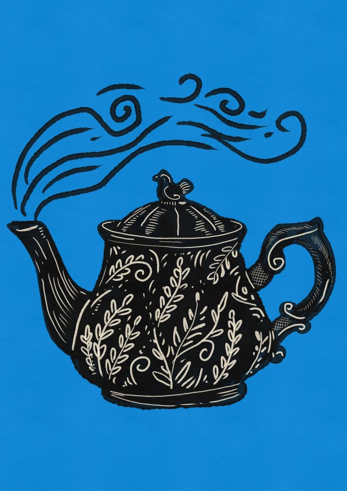 Elegant Steaming Teapot by Nicholas — canvas wall art