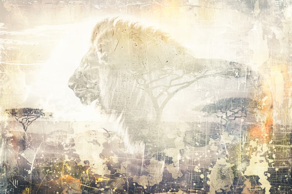 Savanna Spirit Lion by Rafal Kulik — canvas wall art