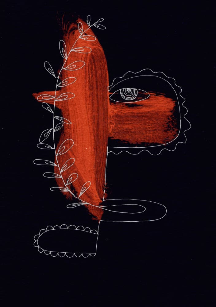 Red Abstract Face Profile by Santhosh ch — canvas wall art