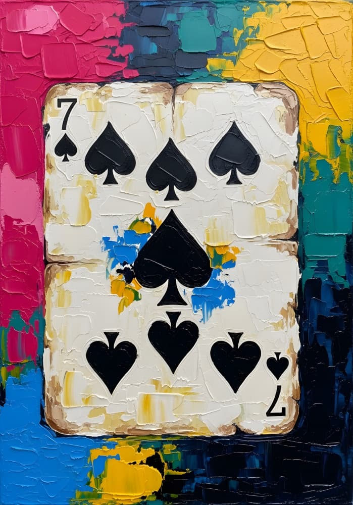 Colorful Seven of Spades by HUGO — canvas wall art