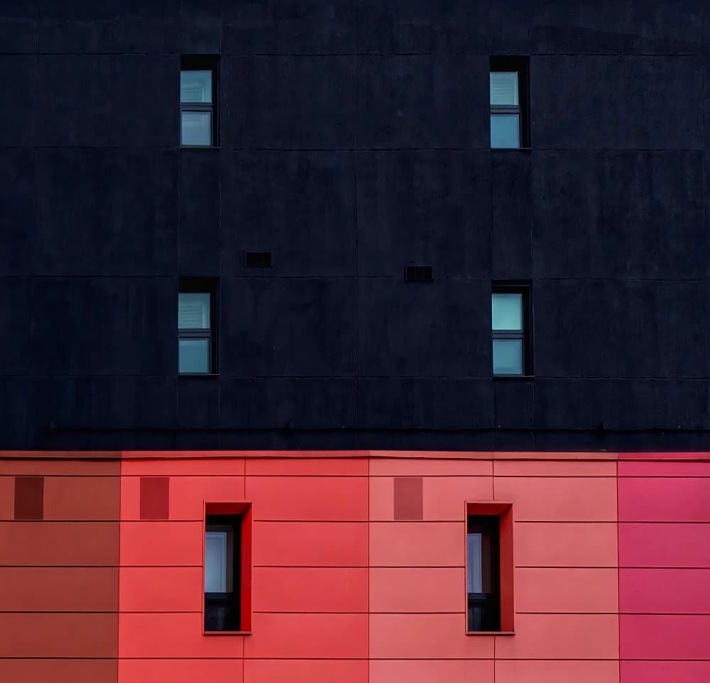 Urban Color Block Building by Yanyan Gong — canvas wall art