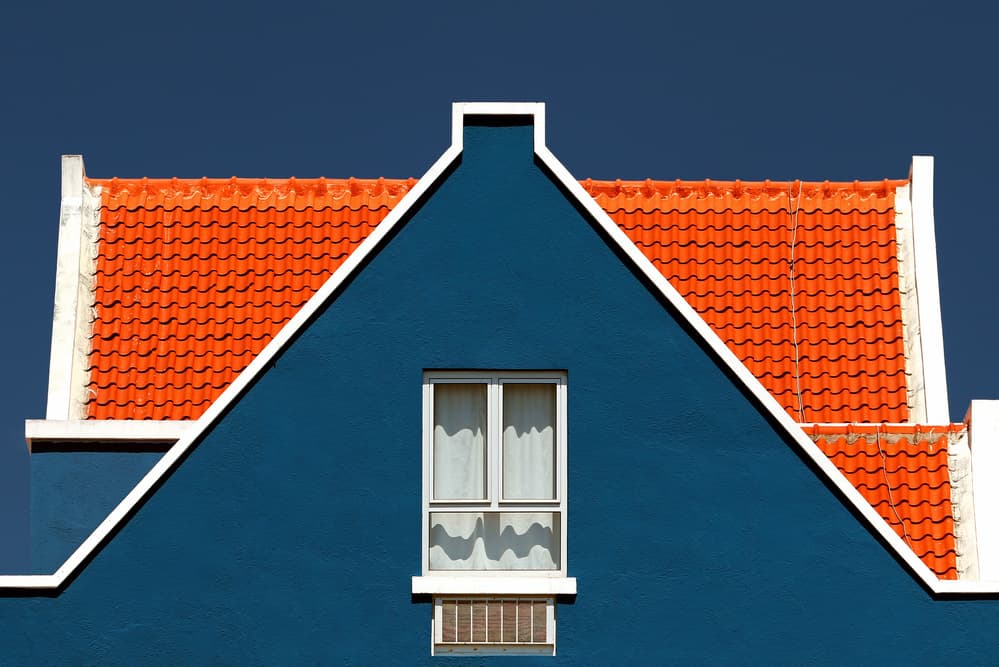 Blue House Orange Roof by Hans-Wolfgang Hawerkamp — canvas wall art