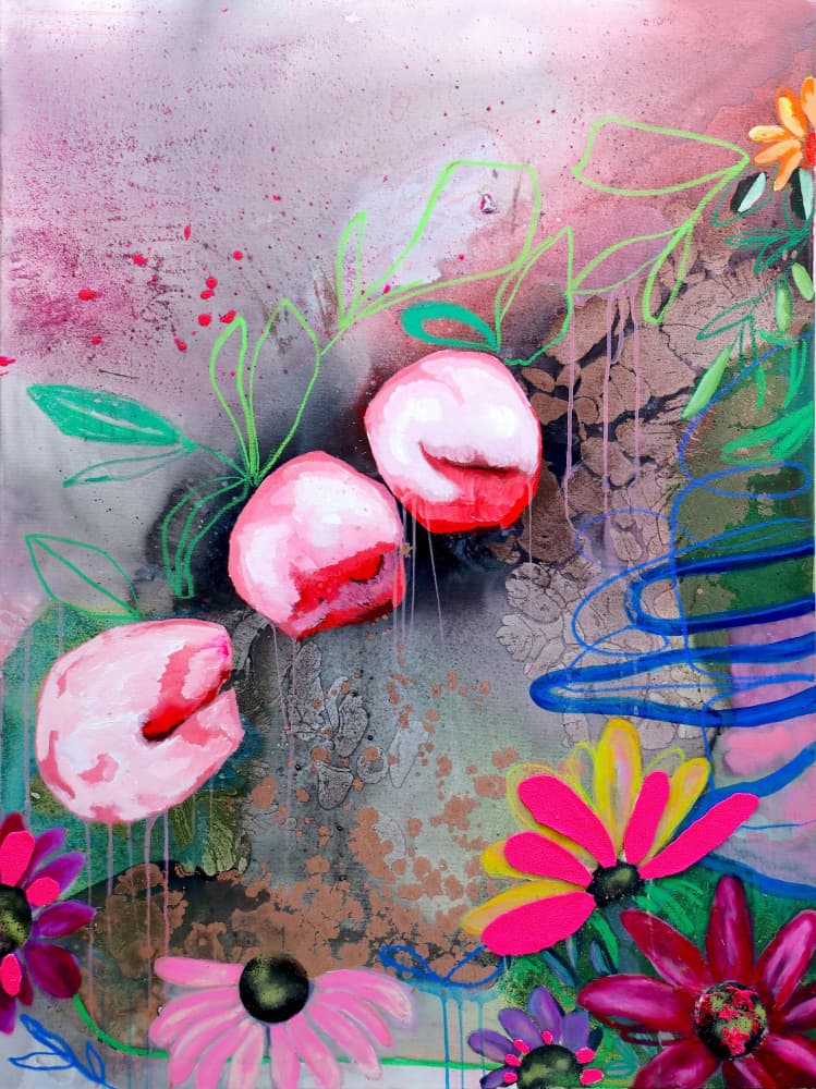 Vibrant Abstract Flowers by POOVI ART — canvas wall art