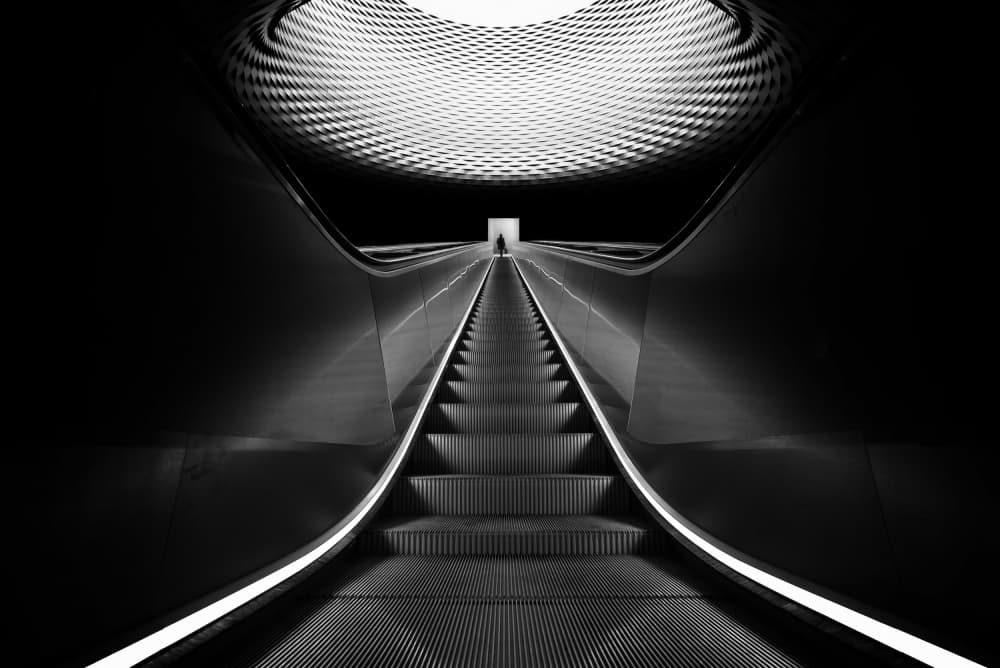 Long Escalator Journey by Jorge Pimenta — canvas wall art
