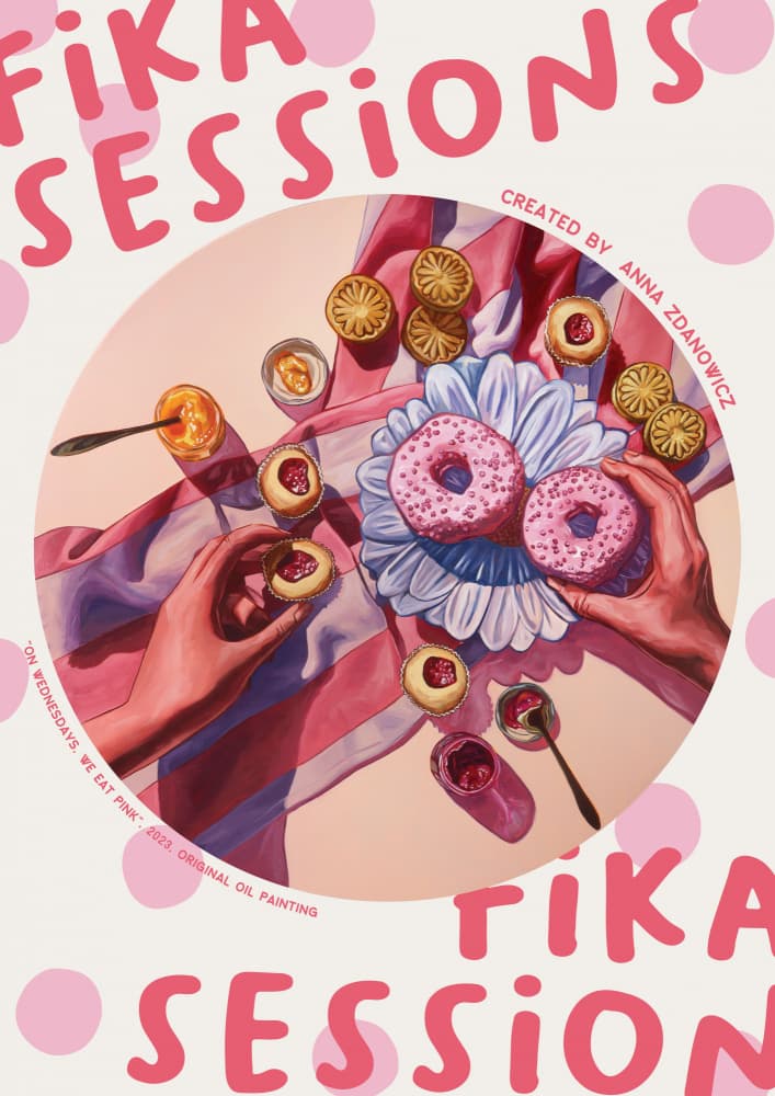 Pink Donuts Fika by Anna Zdanowicz — canvas wall art