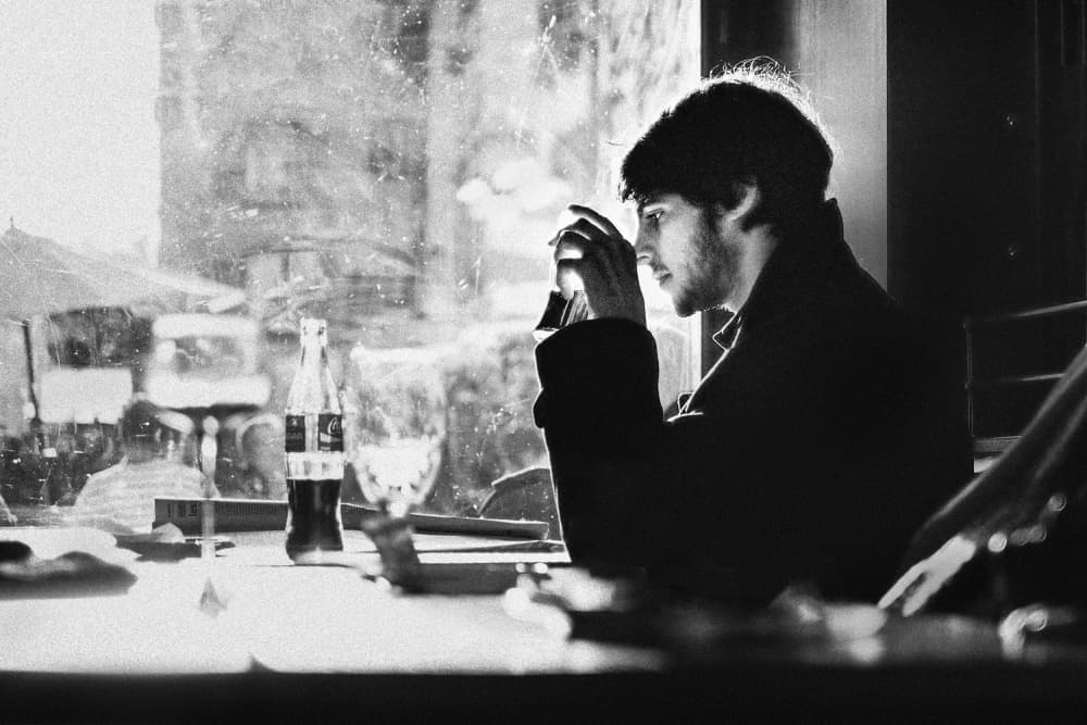 Thoughtful Man At Cafe by Eiji Yamamoto — canvas wall art
