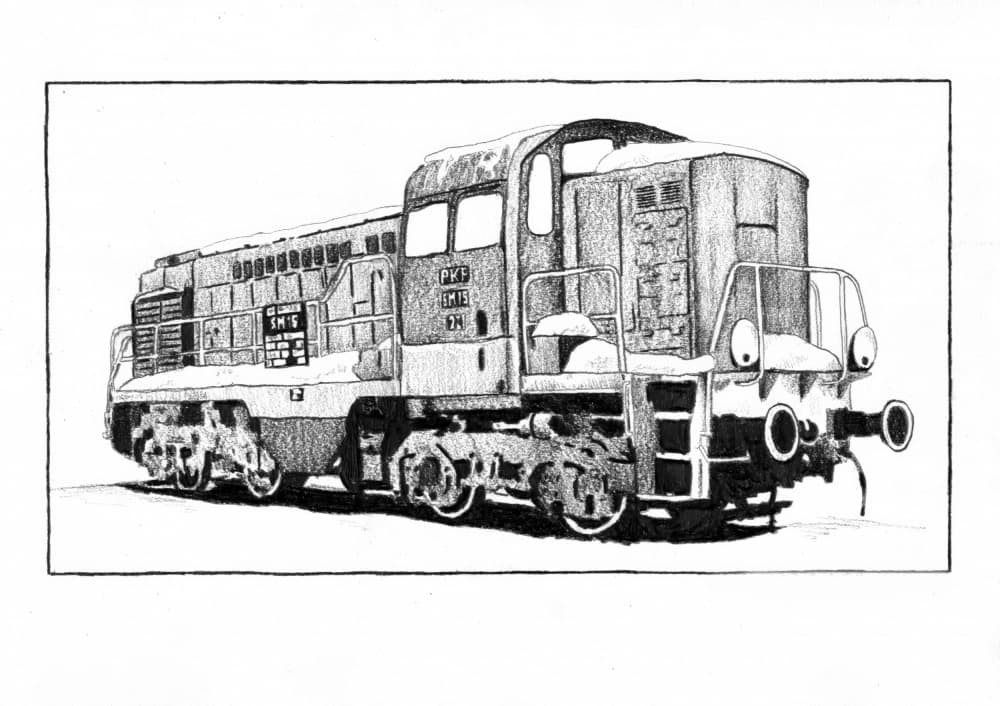 Classic Diesel Train Drawing by Kulik — canvas wall art