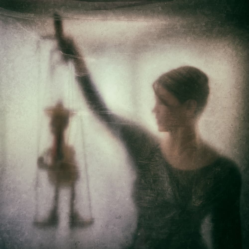 Puppet Master Silhouette by Roswitha Schleicher-Schwarz — canvas wall art