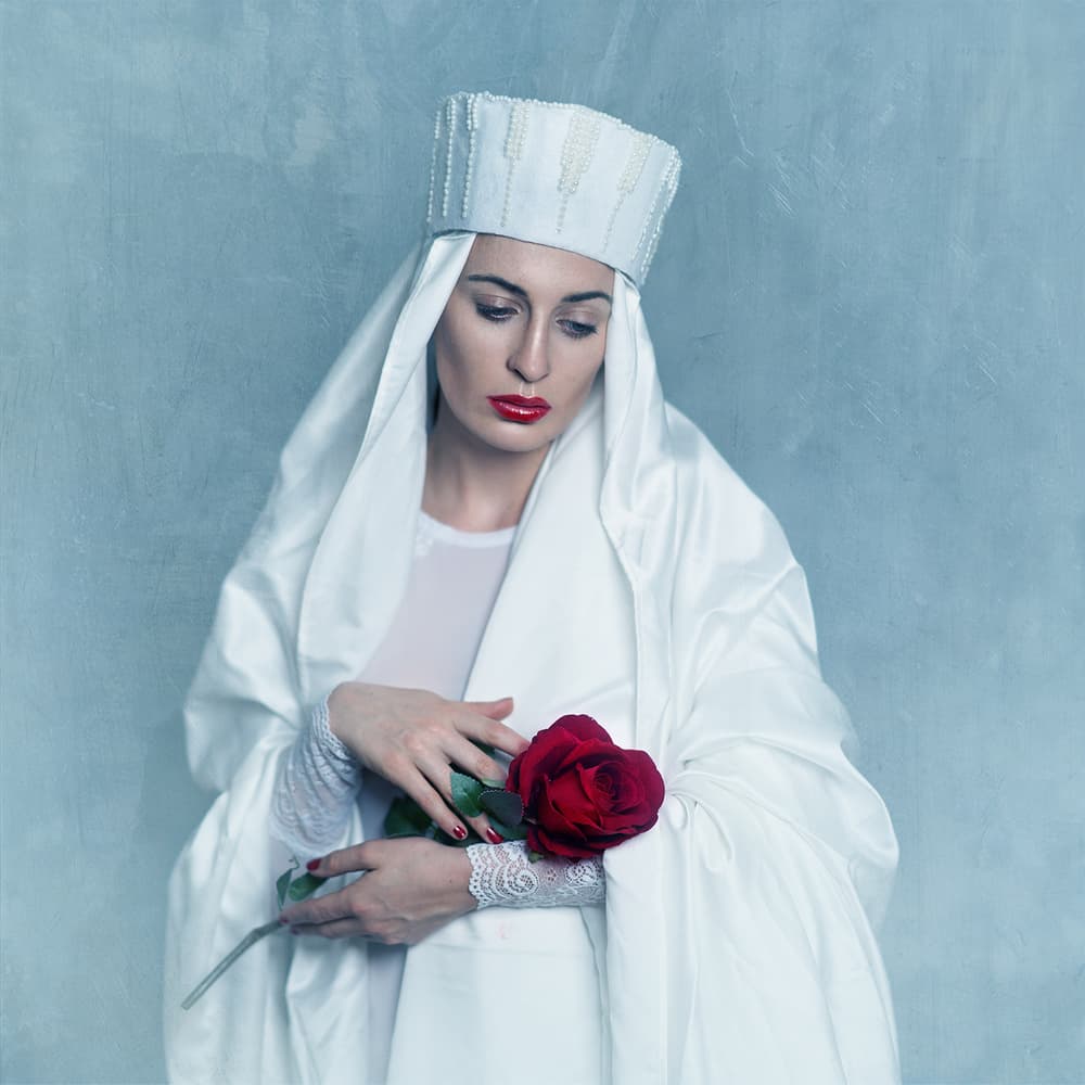 Elegant Woman Red Rose by Mike Darzi — canvas wall art