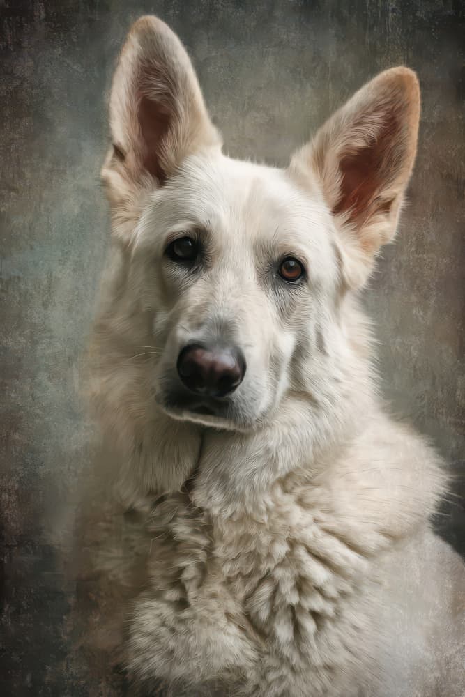 Noble White Shepherd Portrait by Rafal Kulik — canvas wall art