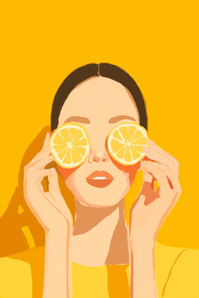 Yellow Lemon Eyes by Treechild — canvas wall art