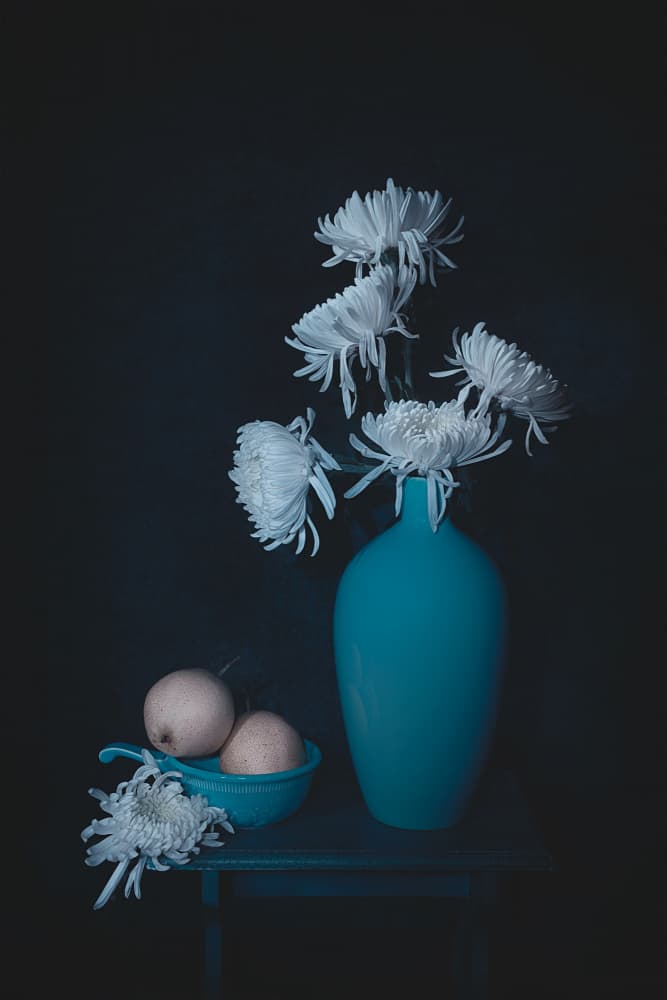 Calm Teal Still Life by Lydia Jacobs — canvas wall art