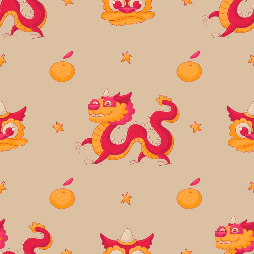Festive Chinese Dragon Pattern by Marika Barsrsind β canvas wall art