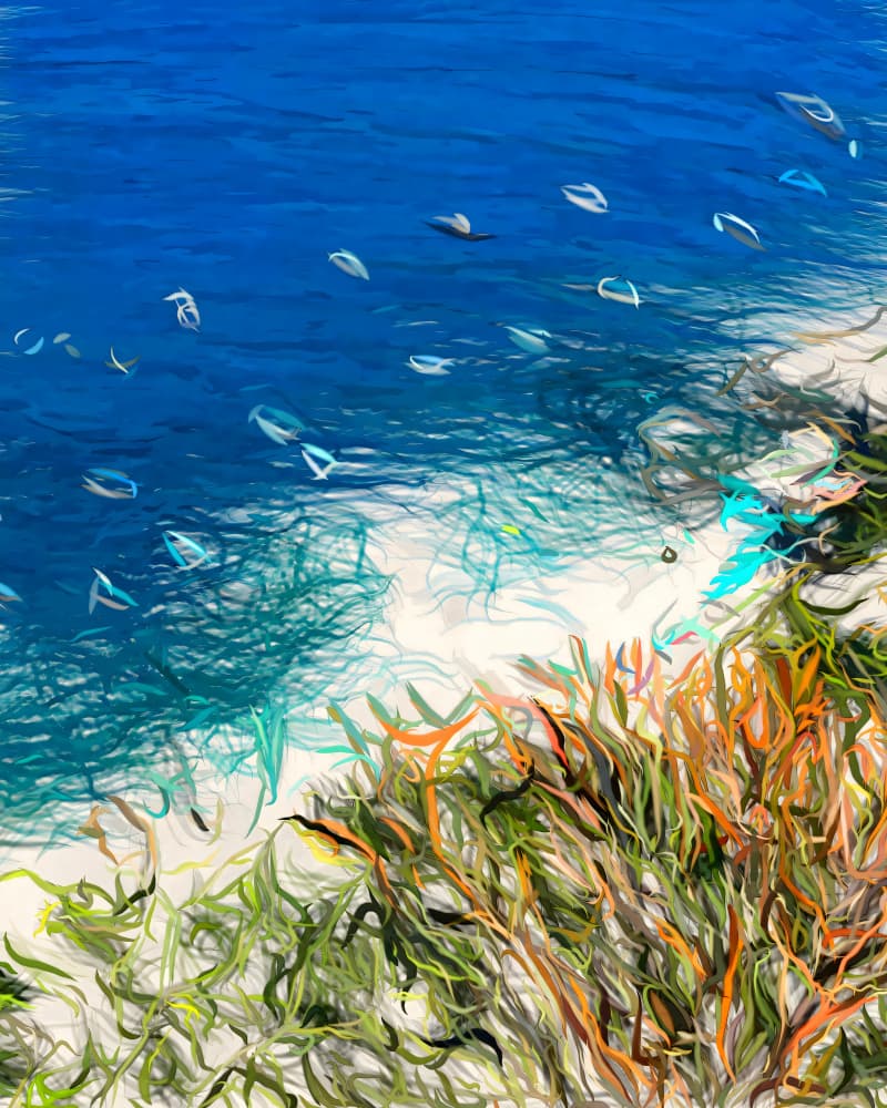 Abstract Ocean Beach by Uma Gokhale — canvas wall art
