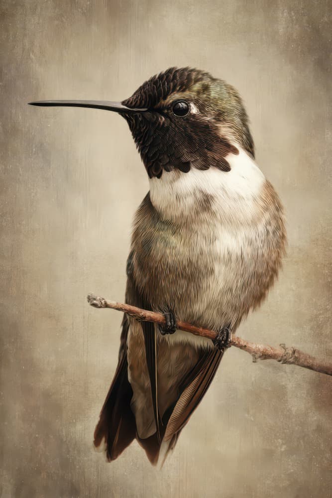 Hummingbird on Branch by Rafal Kulik — canvas wall art