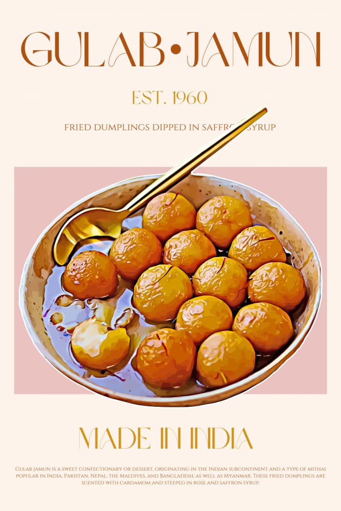 Golden Gulab Jamun Dessert by Nazma Khokhar — canvas wall art