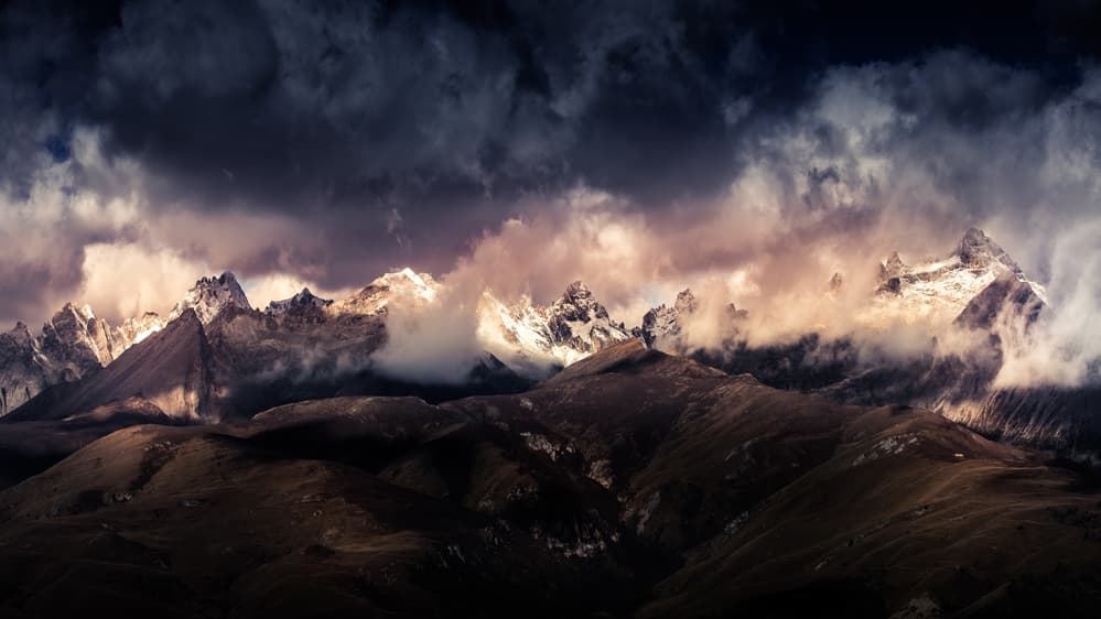 Dramatic Mountain Peaks by qiye — canvas wall art