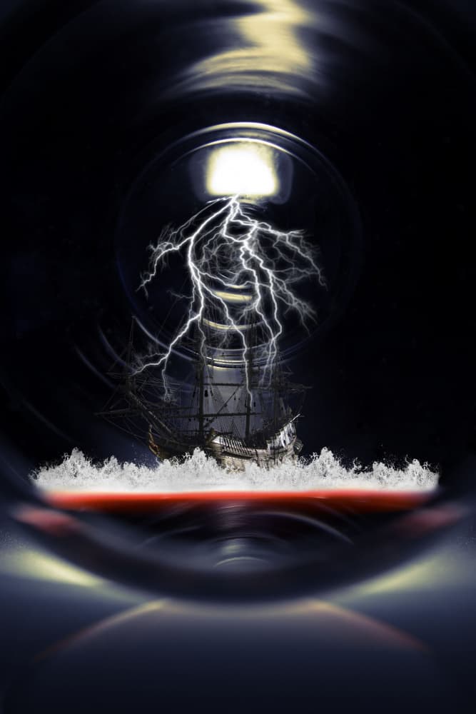 Ghost Ship Lightning Storm by Pelin Atilla — canvas wall art