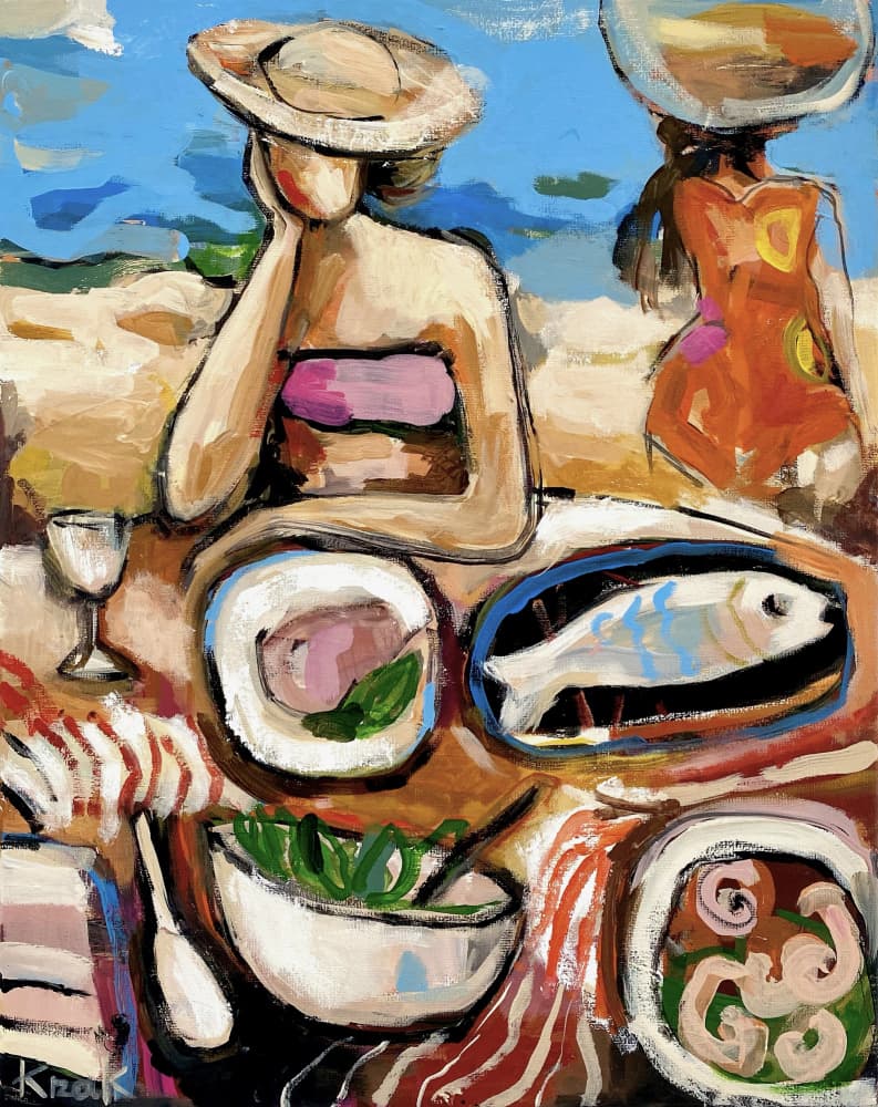 Colorful Beach Lunch by Magdalena Krzak — canvas wall art