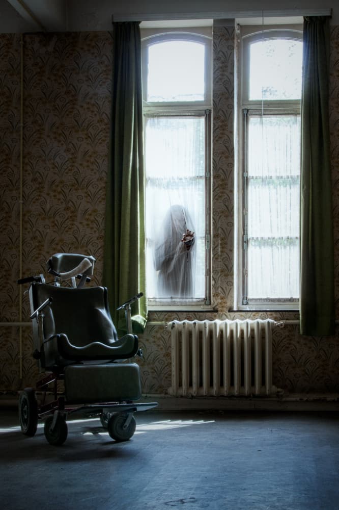 Haunted Room Ghost by Mirjam Delrue — canvas wall art