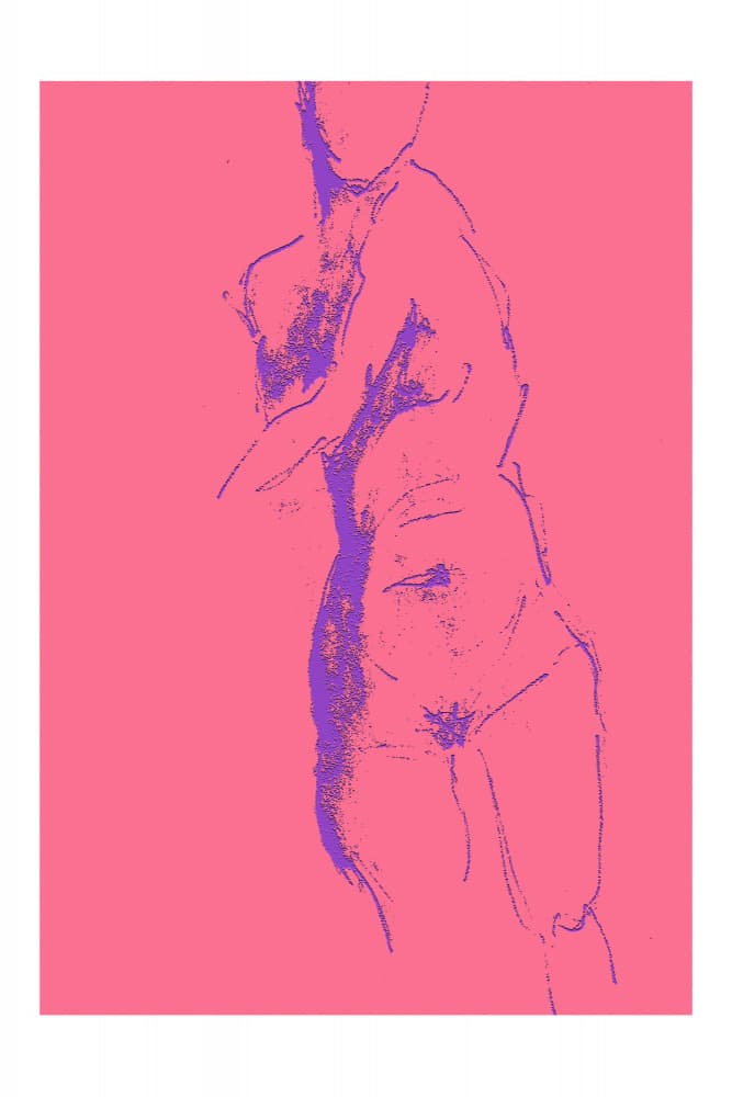 Pink Purple Female Figure by Anja Runfors Essén — canvas wall art