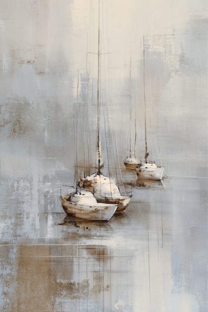 Serene Sailing Boats by Sally Ann Moss — canvas wall art