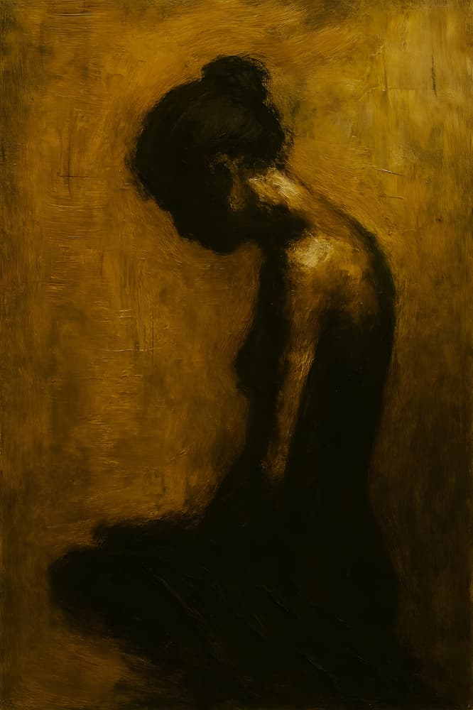 Pensive Golden Silhouette by HUGO — canvas wall art