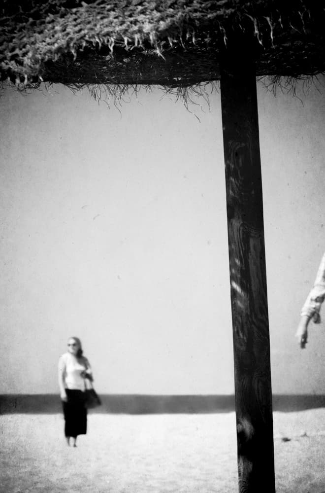 Monochrome Beach Figure by Milena Seita — canvas wall art