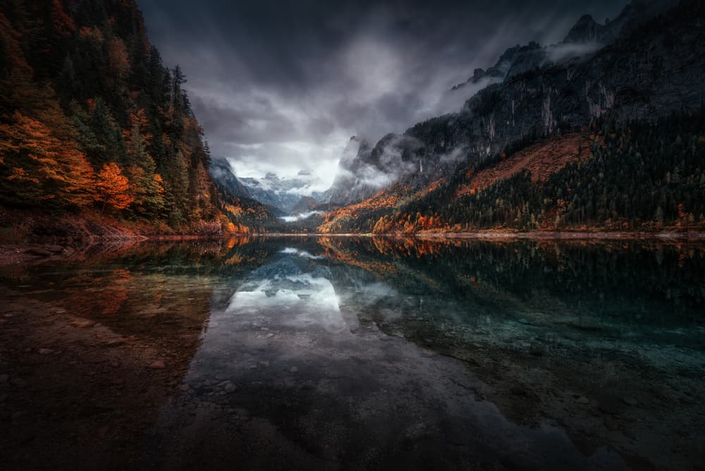 Dramatic Mountain Lake Reflection by Juan Pablo de Miguel — canvas wall art
